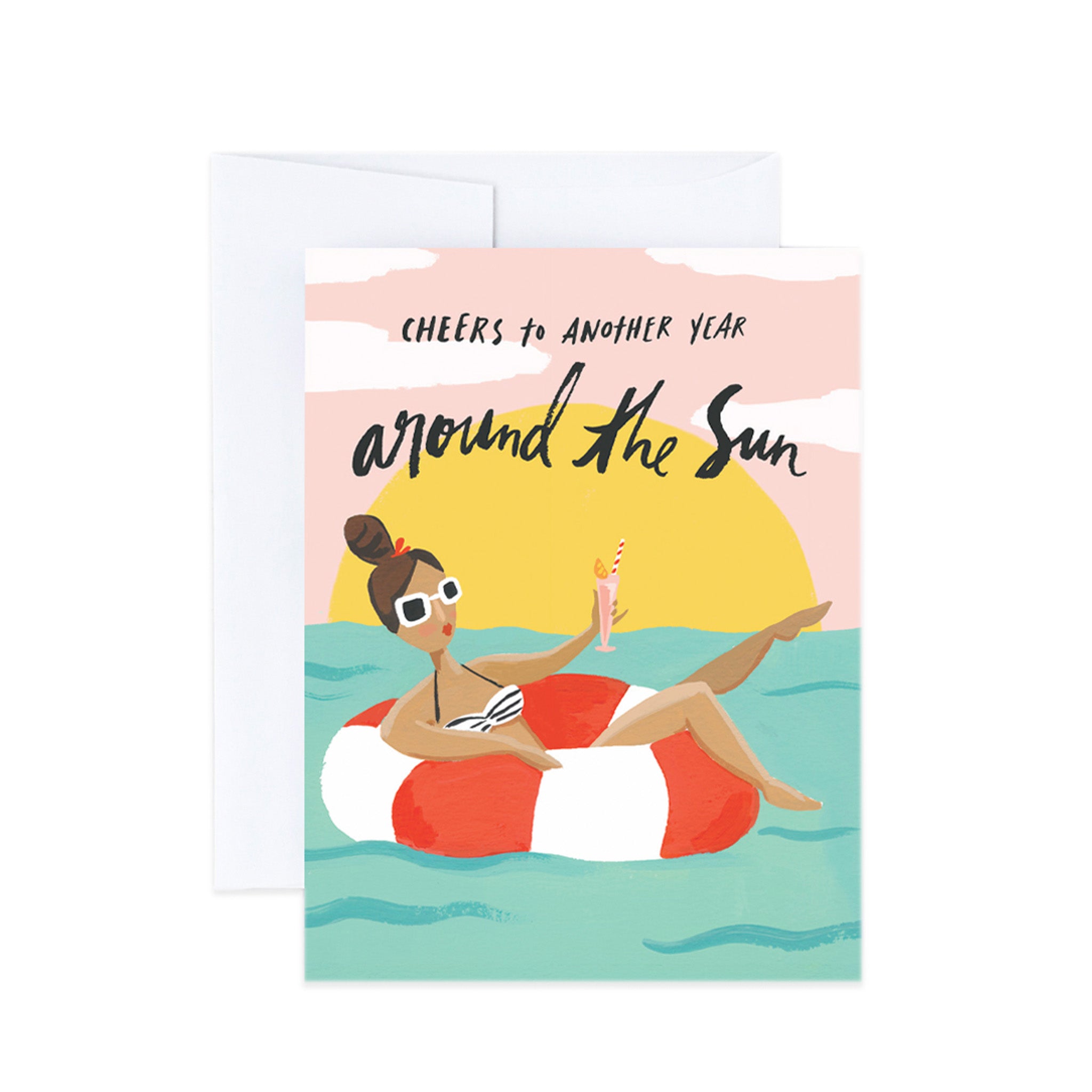 Cheers to Another year around the sun pool girl card