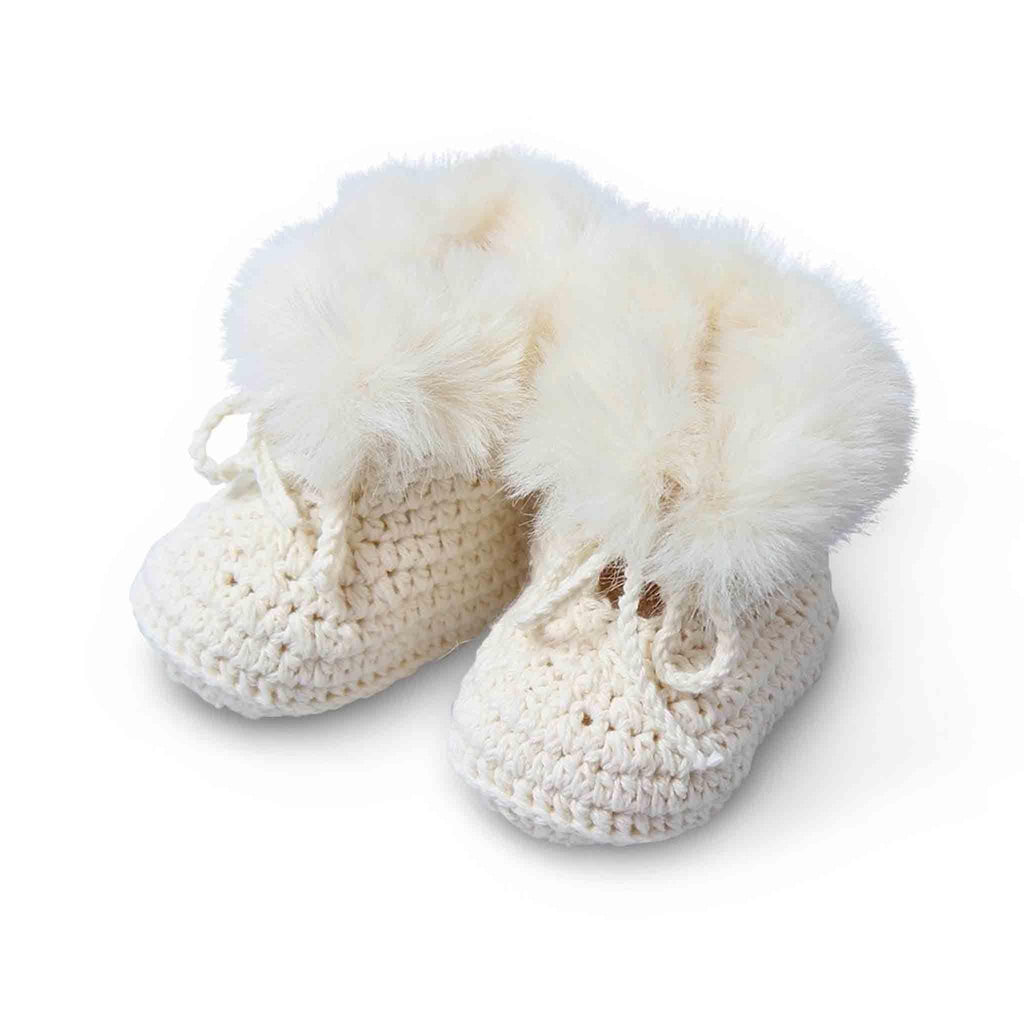 Buy Pookie Cotton Faux Fur Booties - Ivory - Frankie Say Relax